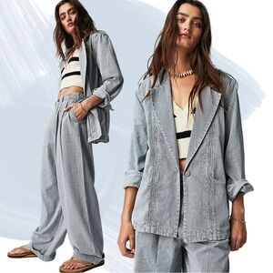 Free People Blue Denim Suit Set